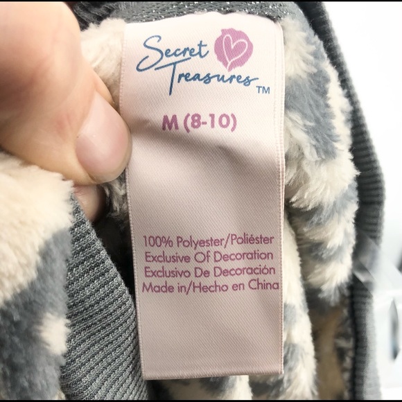 Secret Treasures Medium Light Pink Beige & Gray Fleece Cheetah Print Sweatshirt - Picture 2 of 5